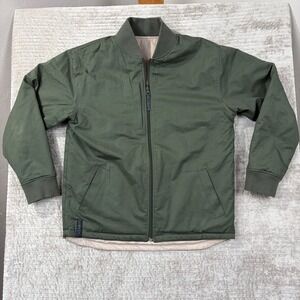 BYLT Reversible Bomber Jacket Mens Medium Olive Green Tan Quilted Full Zip